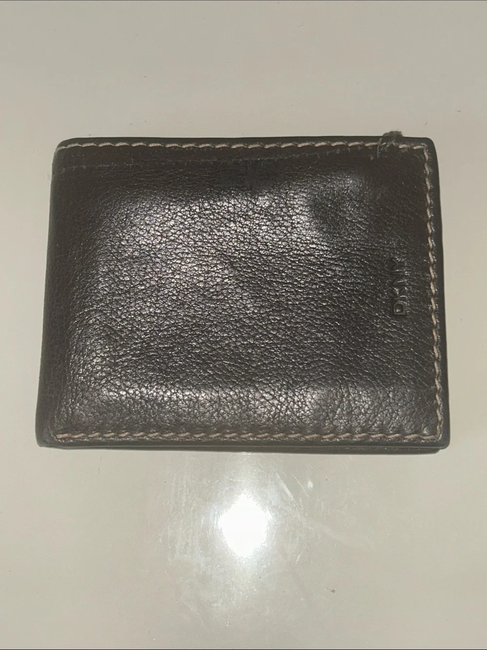 Dkny Brown Leather Folded Card & Key Holder Wallet